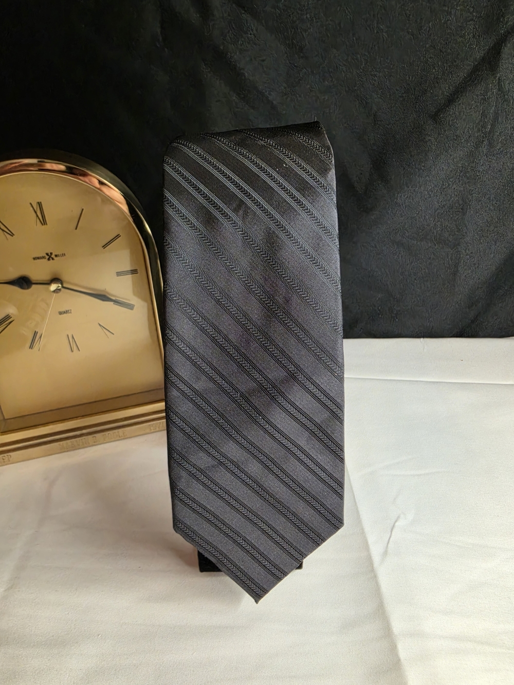 Calvin Klein Gray Striped Silk Tie